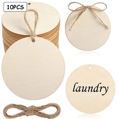 20/10pcs 7.5CM Natural Unfinished Round Wood Slices With Hol