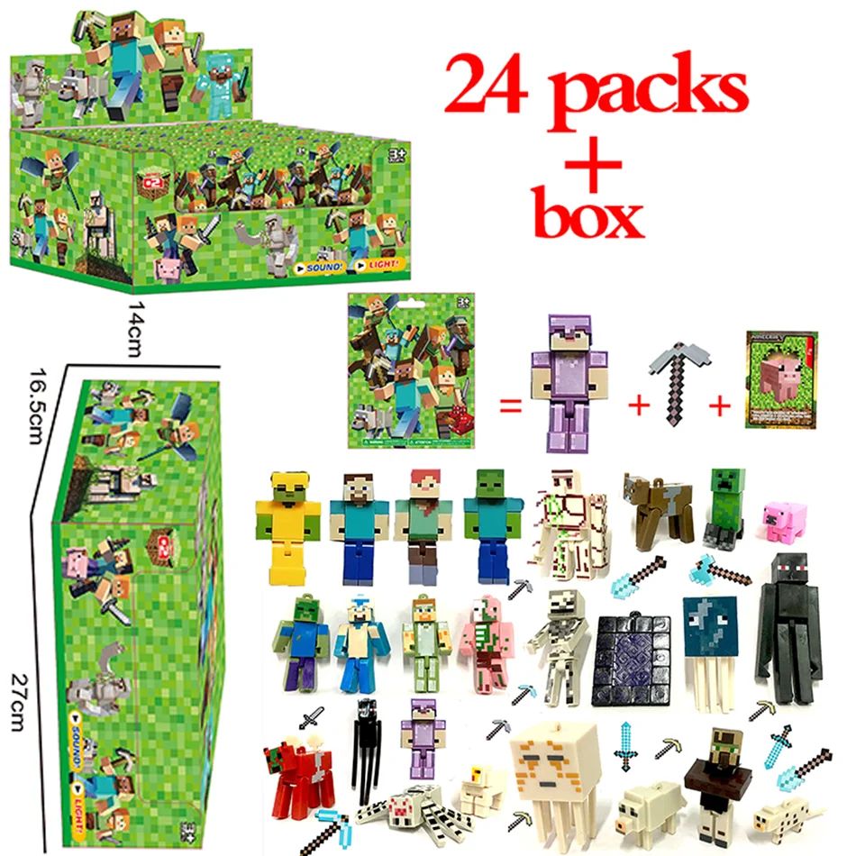 2-24pcs Anime Minecraft Figure Blind Box Action Figurine Dol