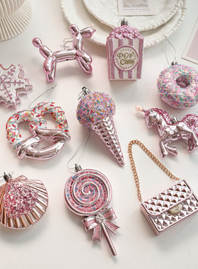 Pink Plastic Pendant Sticky Powder Color Powder Cartoon Chri