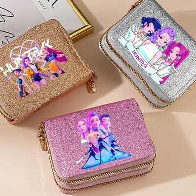 Kpop Demon Hunters Wallets Women Glitter Sequin WalletsMoney
