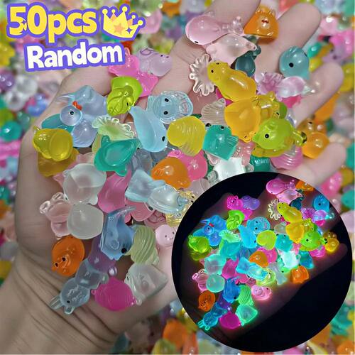 50pcs Surprise Blind Bags Glow In The Dark Mini Resin Animal