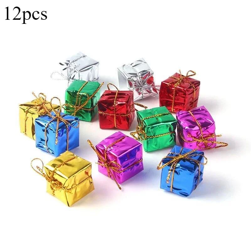 12pcs Mini Gift Boxes Christmas Tree Pendant & Drop Ornament
