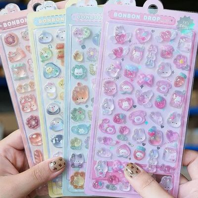 3D Relief Jelly Stickers Cartoon Animal Sticker Candy Ghost