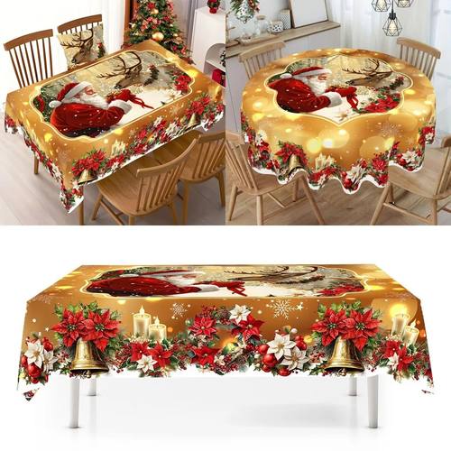 Golden Christmas Santa Claus Tablecloth Christmas Decoration