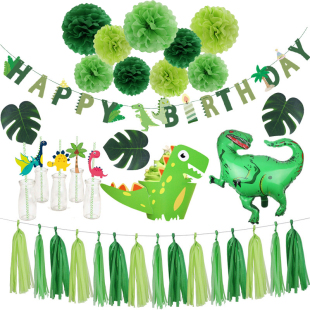 Bunting Garland 1st Dinosaur Boy Balloon Birthday Roar Party