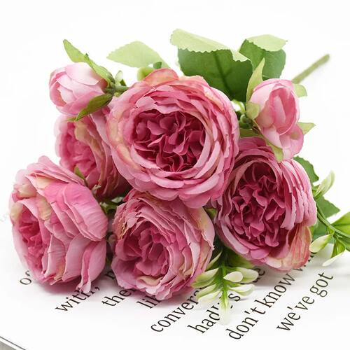 1 Bundle 5 Forks 9 Heads Artificial Peony Bouquet Home Decor