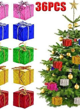 36/12pcs Mini Christmas Ornaments Handwork Gift Box Xmas