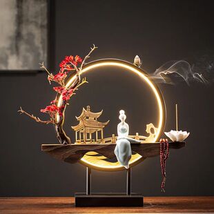 USB Light Ring Ornament LED Light Reflux Incense Burner Simu