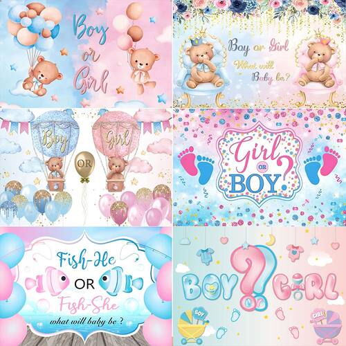 Gender Reveal Theme He or She Fish Newborn Baby Shower Birth