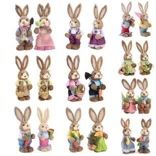 Easter Bunny Ornament 2PCS Decorations Rabbit Party Straw