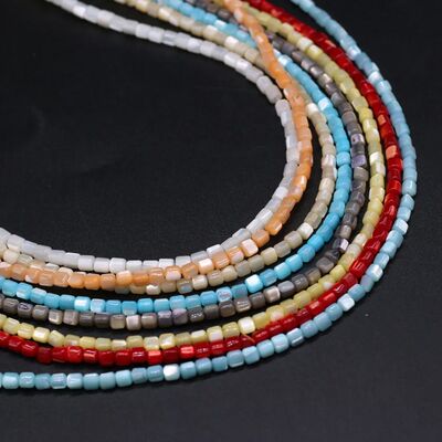 Natural Stone Sea Shell Multi-color Loosely Spaced Beads Can