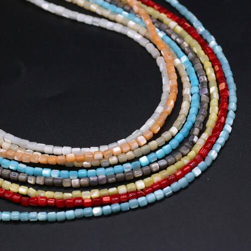 Natural Stone Sea Shell Multi-color Loosely Spaced Beads Can