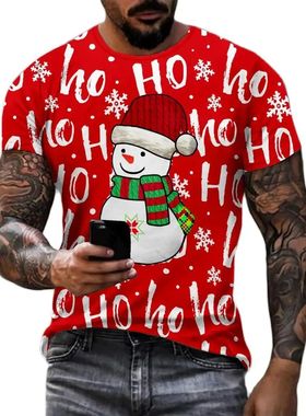 Christmas Santa Claus 3D Print T-shirts For Men Funny Snowma