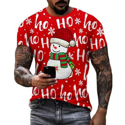 Christmas Santa Claus 3D Print T-shirts For Men Funny Snowma