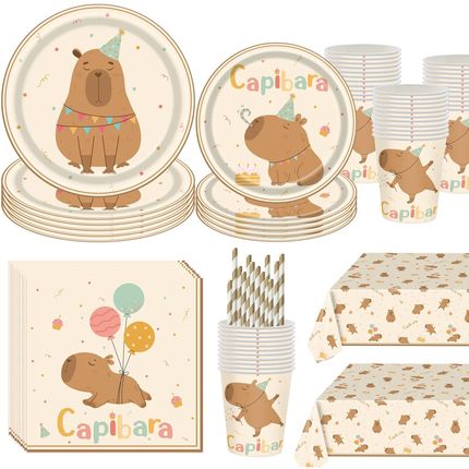 Cartoon Capybara Theme Tableware Set Kids Birthday Party Bag