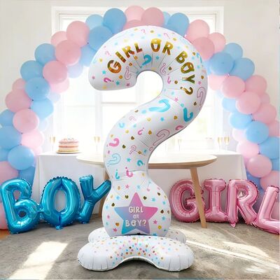 3PCS Gender Reveal Party Balloons Question Mark Balloons wit