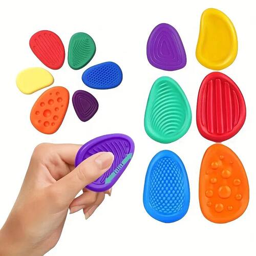 6Pcs Sensory Texture Worry Stones Soft Fun Fidget Toys Kids