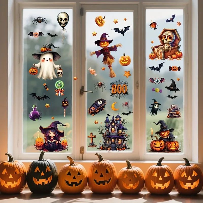 3D Halloween Window Sticker Set- PVC Static Cling Halloween