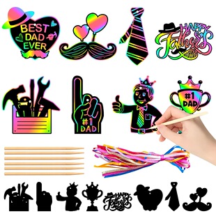 Father's Day Holiday Decoration Supplies Diy Colorful Scratc