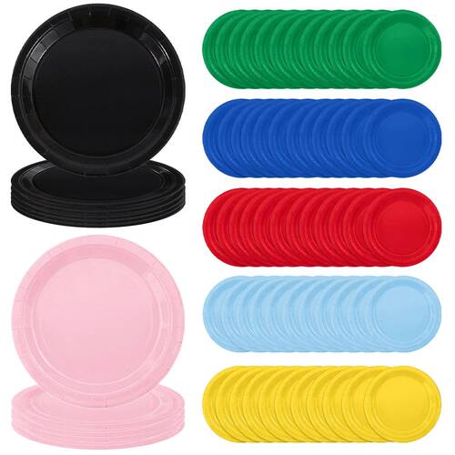 Solid Color Paper Plates 7 9 Inch Disposable Tableware Sets