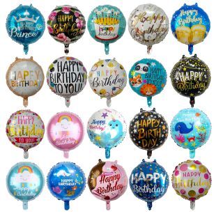 3/6Pcs 18-inch Round Happy Birthday Printed Helium Balloon K