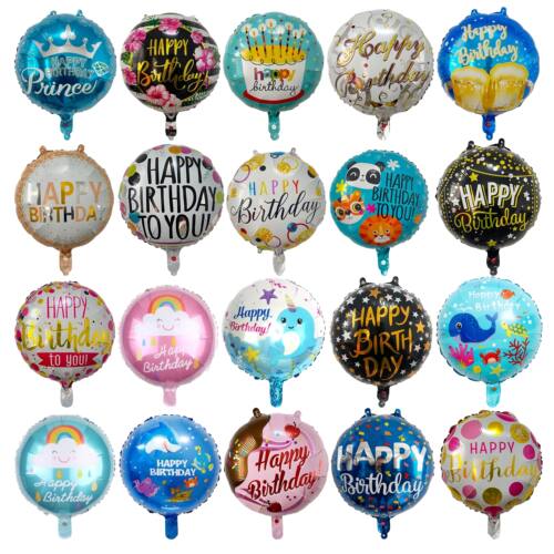 3/6Pcs 18-inch Round Happy Birthday Printed Helium Balloon K