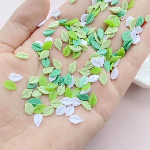 200Pcs  Cute Resin Mini Small Leaves Flatback  Jewelry Makin