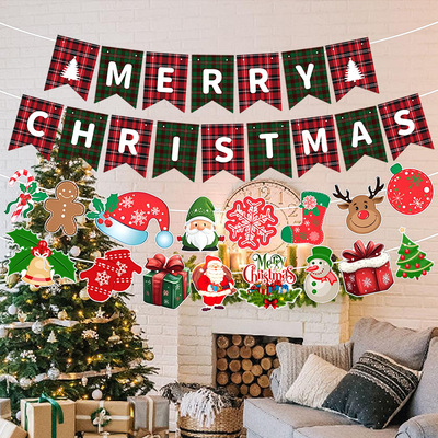 Christmas Letter Flag Banner Paper Christmas Flower Flag Han
