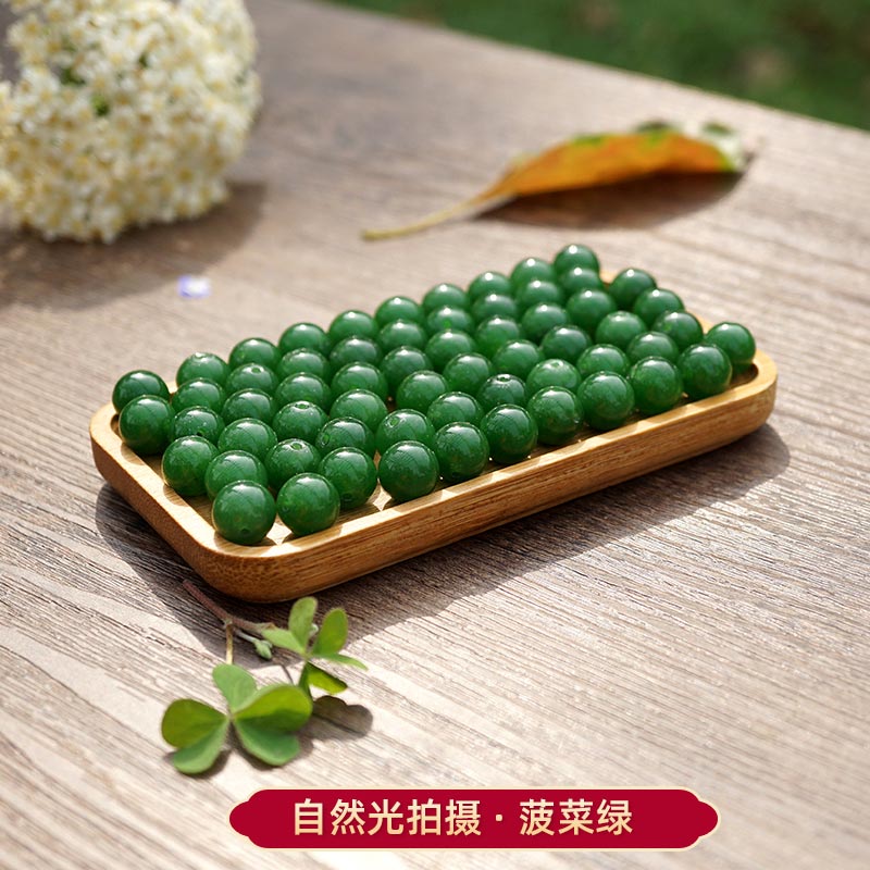 diy台湾菠菜绿散珠编织手串青玉