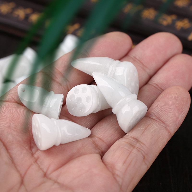 天然翡翠a货莲藕莲蓬小吊坠串饰diy手链手串车挂饰品配件文玩配饰