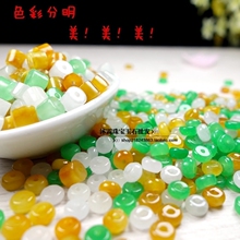 天然翡翠小平安扣散珠巴山翠桶珠三彩冰种算盘珠隔珠隔片手链配饰