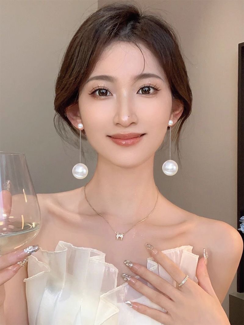 夹耳式耳环14mm珍珠耳夹无耳洞女新款方圆脸显脸小无洞假耳饰品