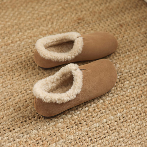 圆头粗跟橡胶冬季人造长毛绒时尚雪地靴