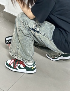 定制球鞋  Nike Dunk 小绿警戒 vibe风百搭小众 白绿 DD1391-101