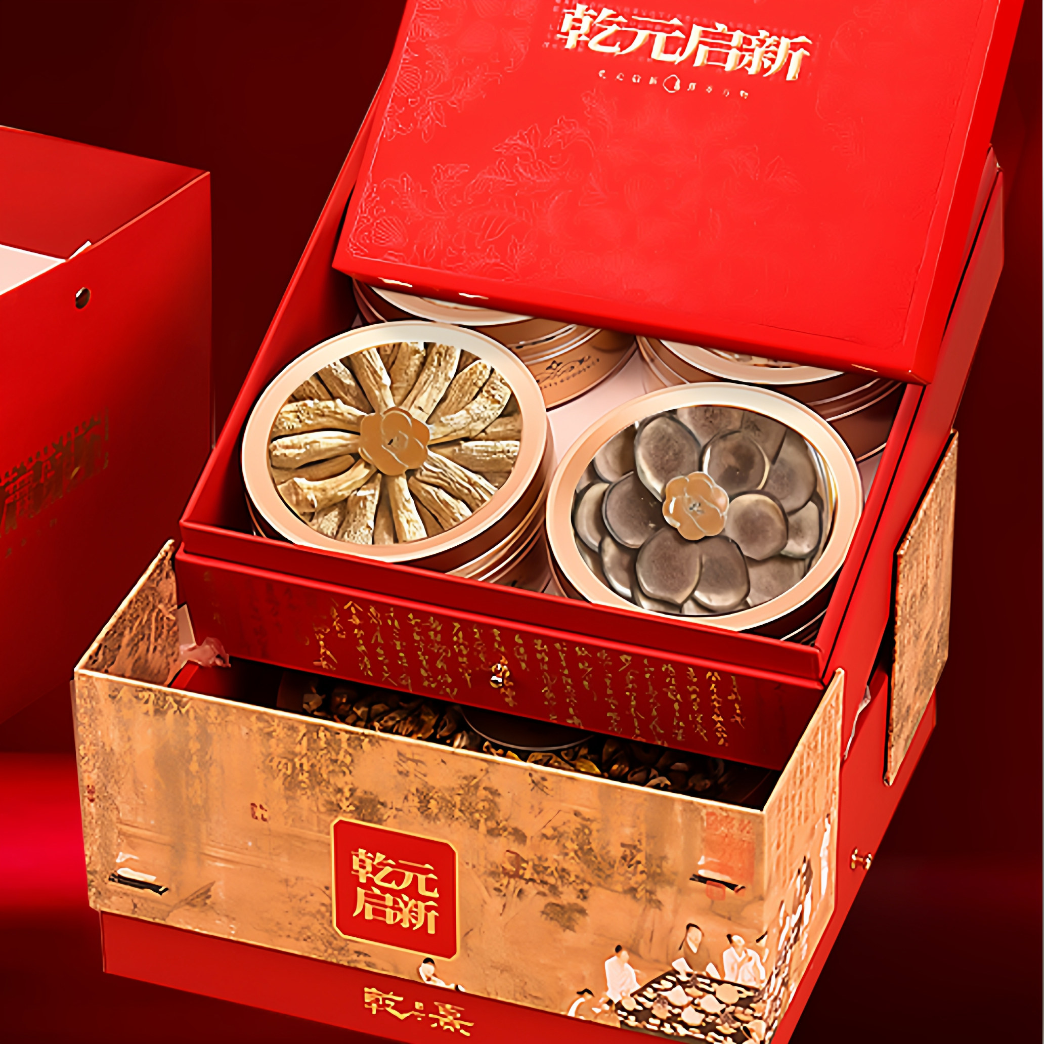 双拼八五宝手提礼品包装盒子滋补品燕窝虫草花旗参海马礼盒手提礼