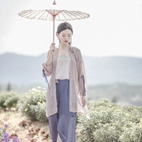 Bắc Minh có câu cá "ác mộng Xiaofeng" áo sơ mi nữ Hanfu kiểu Trung Quốc thêu áo len dài áo len retro - Áo sơ mi chiffon ren áo sơ mi màu