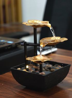 装饰品礼物七彩招财摆件循环水陶乔迁家居办公室流水摆件客厅高级