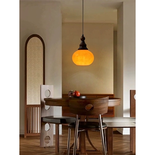 法式中古风卧室床头吊灯奶油复古侘寂vintage餐厅可升降玻璃吊灯