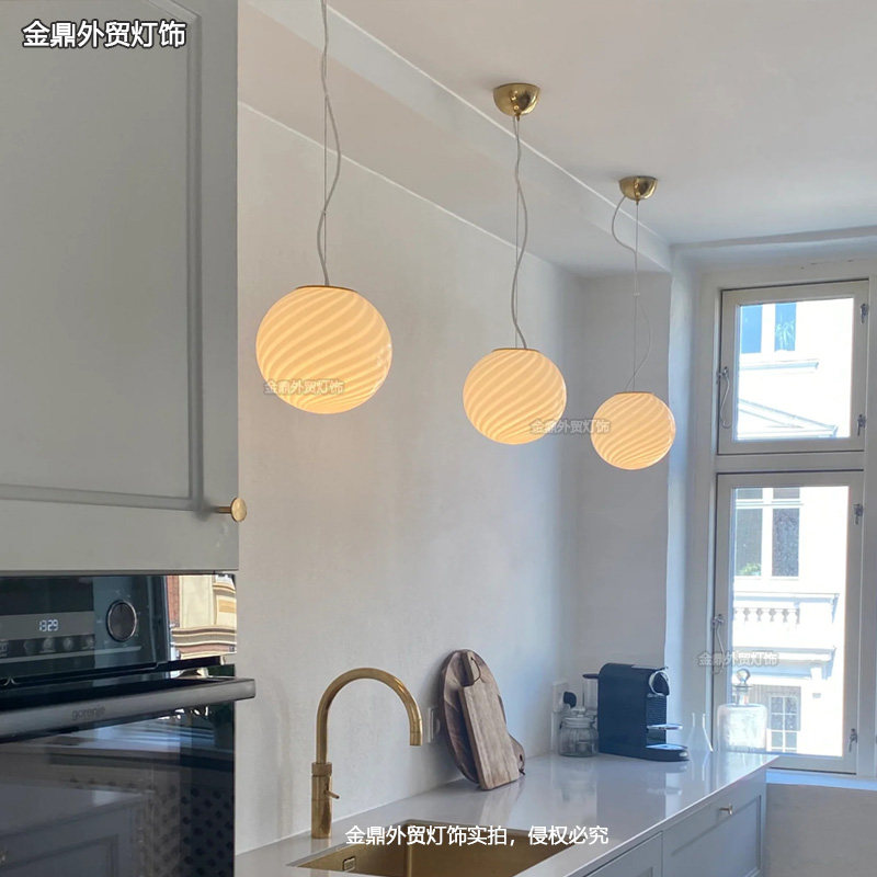 意大利玻璃球罩吊灯餐厅装饰七彩泡泡灯美式复古风卧室衣帽间灯具