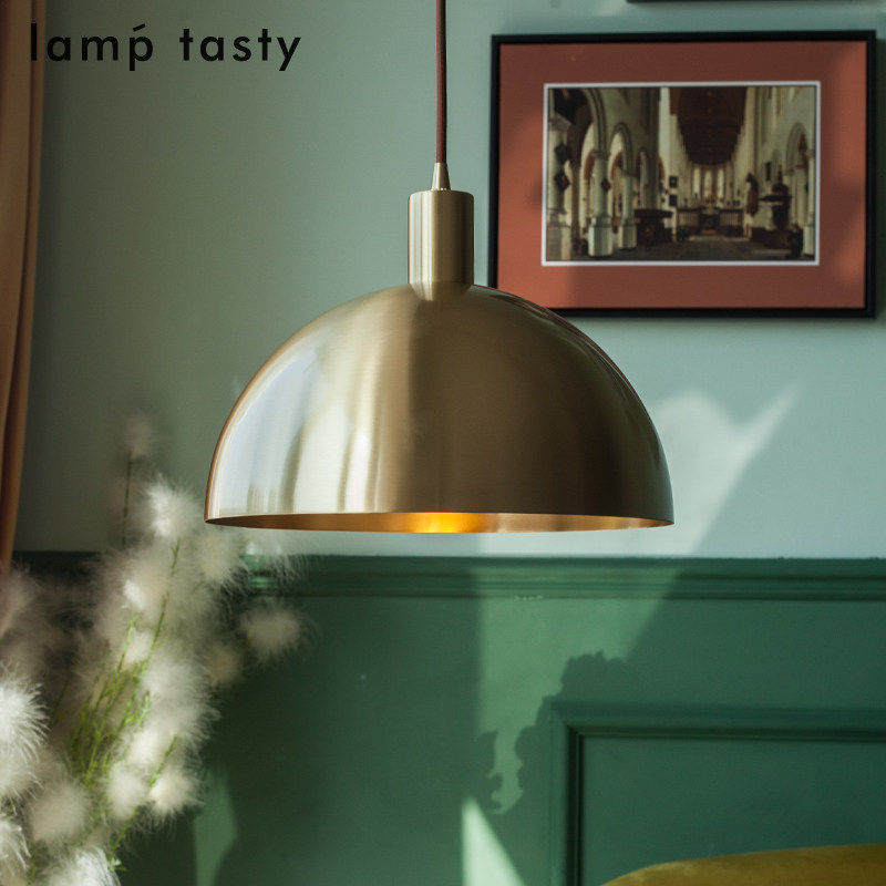 美式简约全铜吊灯餐厅厨房书房吧台咖啡厅服装店loft半圆黄铜吊灯