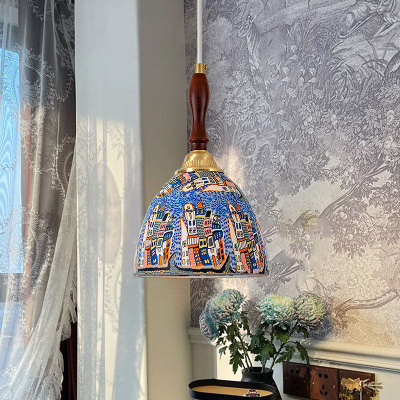 法式复古巴洛克床头小吊灯全铜美式中古吧台卧室吊线灯餐厅飘窗灯