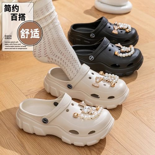GGGLU夏季女透气踩屎感洞洞鞋