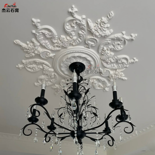 石膏灯盘法式拼花造型客餐厅GRG石膏角花吊顶灯吸顶盘 石膏圆盘花