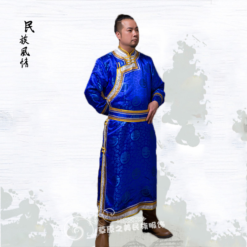 蒙古族服装男士表演服蒙古袍礼服少数民族舞台演出服饰生活装热销