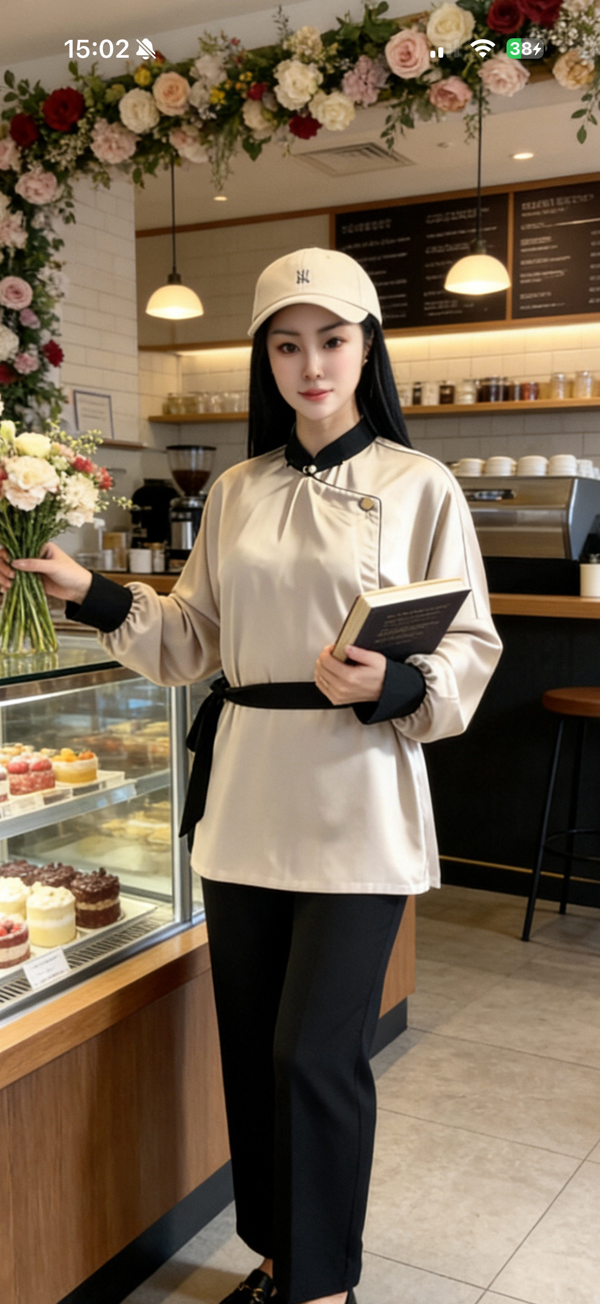 餐饮女服务员长袖衬衫套装