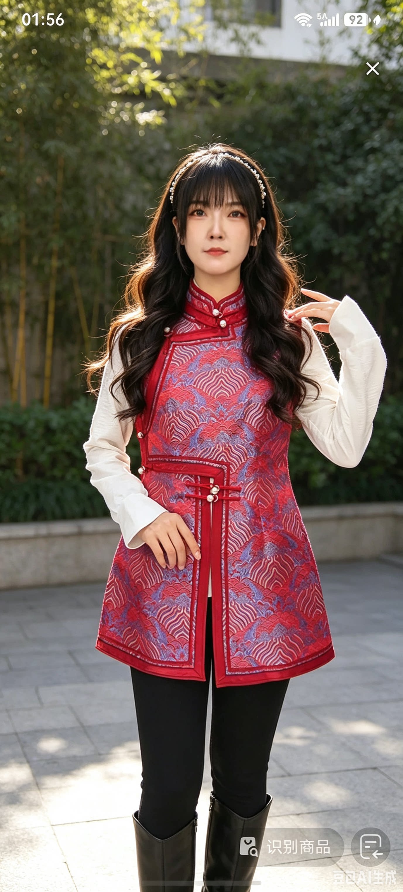 新款蒙古族服装女成人长袖刺绣马甲套装民族风舞蹈演出服