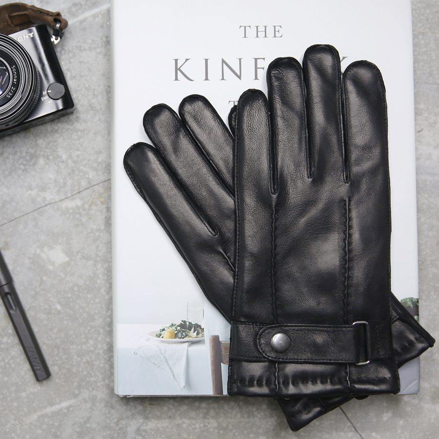 冬季真皮触屏手套保暖加厚触屏黑色羊皮骑车驾驶手套男款情侣款