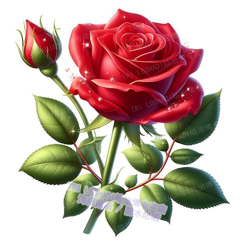 唯美温馨玫瑰花朵图案创意贴画车贴卧室墙上柜门冰箱万能贴纸遮丑