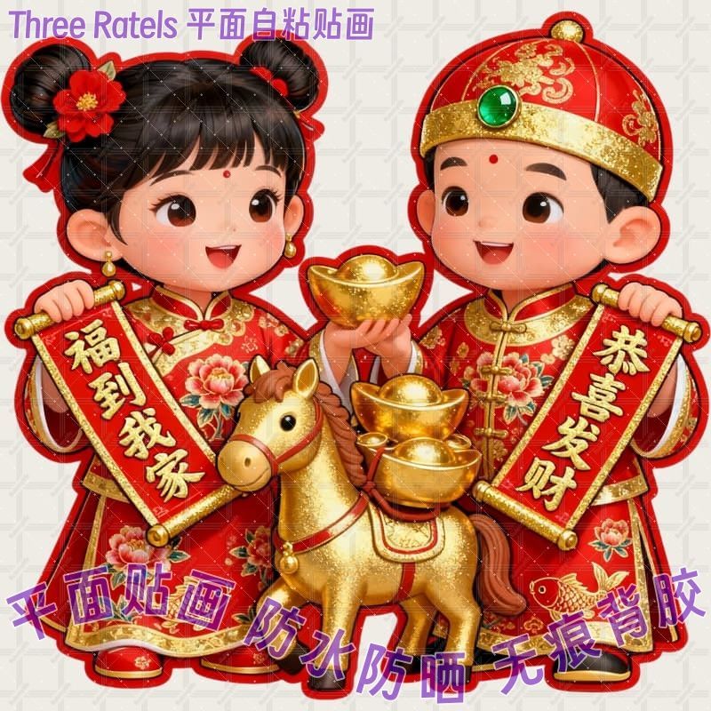 马上有钱金童玉女门贴福到大吉大