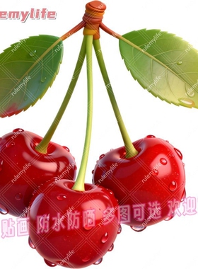 红樱桃图案防水自粘墙贴装饰柜门